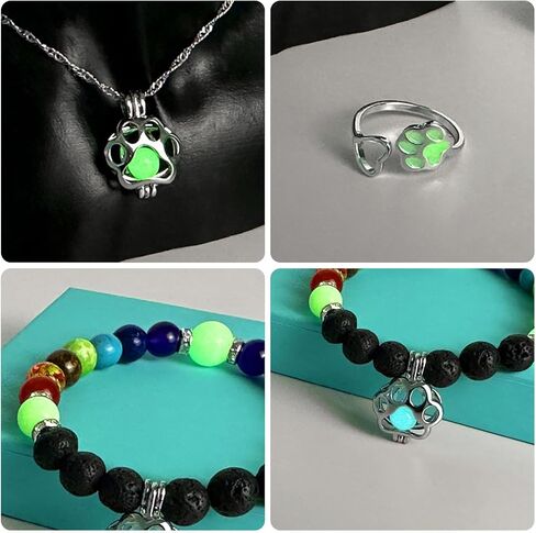 Pet Memorial Gifts, Pet Loss Sympathy Gifts for Dog Cat Lovers for Women, Glow in The Dark Rainbow Bridge Bracelet Necklace Ring Set in Kuwait