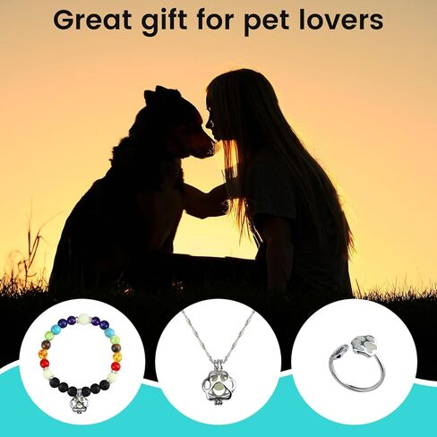 Pet Memorial Gifts, Pet Loss Sympathy Gifts for Dog Cat Lovers for Women, Glow in The Dark Rainbow Bridge Bracelet Necklace Ring Set in Kuwait