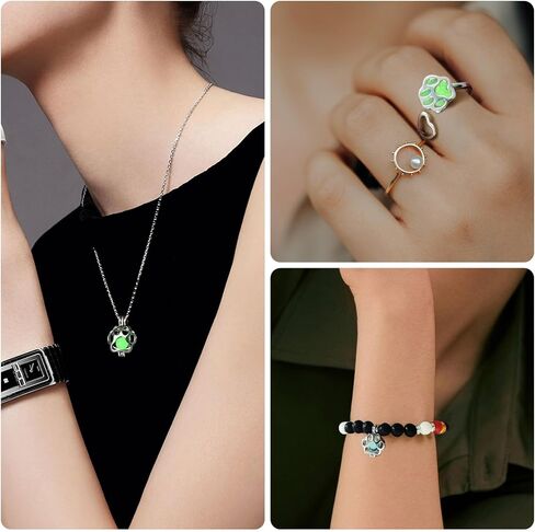 Pet Memorial Gifts, Pet Loss Sympathy Gifts for Dog Cat Lovers for Women, Glow in The Dark Rainbow Bridge Bracelet Necklace Ring Set in Kuwait