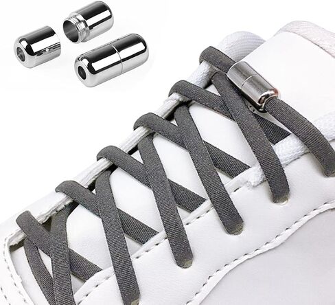 3 Pairs No Tie Elastic Laces Round, Elastic Shoe Laces with Metal Buckles Replacement Shoe Laces 105cm 4.5mm Thick in Saudi Arabia