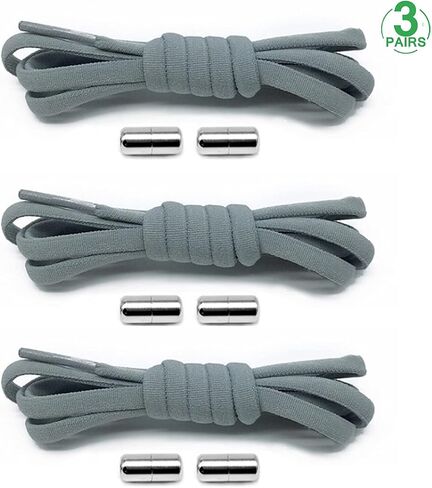 3 Pairs No Tie Elastic Laces Round, Elastic Shoe Laces with Metal Buckles Replacement Shoe Laces 105cm 4.5mm Thick in Saudi Arabia