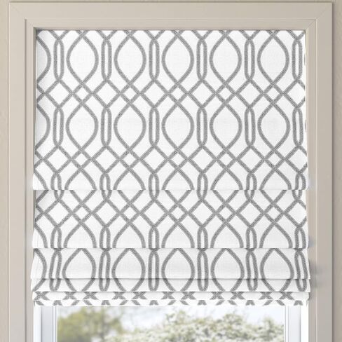 Sun Zero Dyer Modern Trellis Total Blackout Cordless Roman Shade, 27" x 64", White in Saudi Arabia