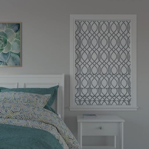 Sun Zero Dyer Modern Trellis Total Blackout Cordless Roman Shade, 27" x 64", White in Saudi Arabia