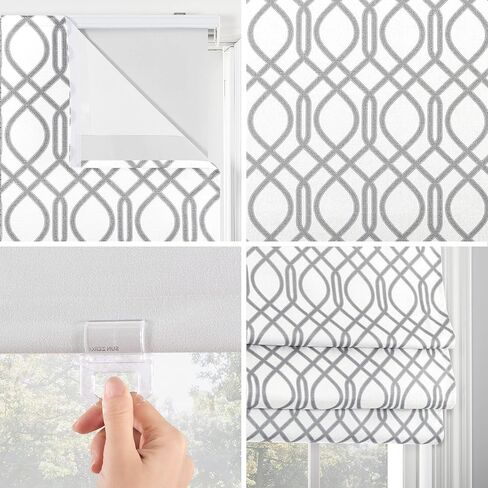 Sun Zero Dyer Modern Trellis Total Blackout Cordless Roman Shade, 27" x 64", White in Saudi Arabia