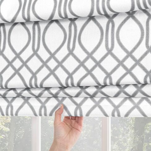 Sun Zero Dyer Modern Trellis Total Blackout Cordless Roman Shade, 27" x 64", White in Saudi Arabia