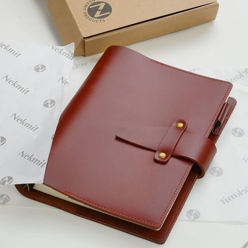 Nekmit Leather Planner 2024-2025, Monthly Weekly Planner, A5 Refillable 6 Ring Binder, Genuine Leather Cover with Inner Pockets and Pen Holder, Brown in Kuwait