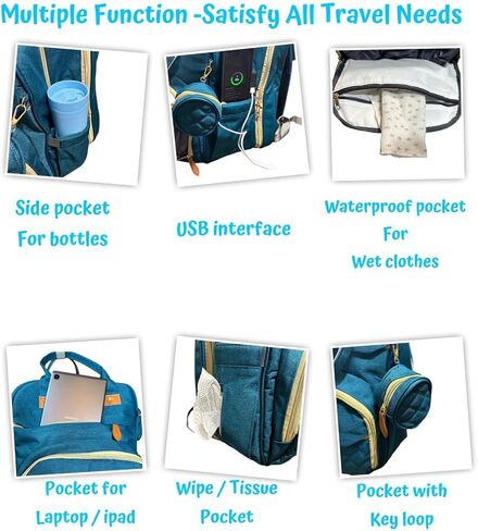 Diaper Bag Backpack Waterproof Large Travel Baby Changing Bags mini Backpack with Changing Station baby shower gifts (burgundy) in Kuwait