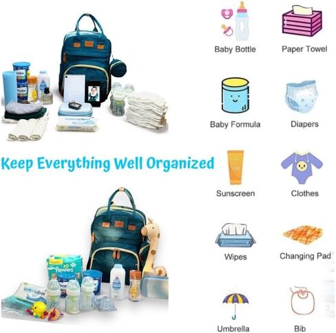 Diaper Bag Backpack Waterproof Large Travel Baby Changing Bags mini Backpack with Changing Station baby shower gifts (burgundy) in Kuwait