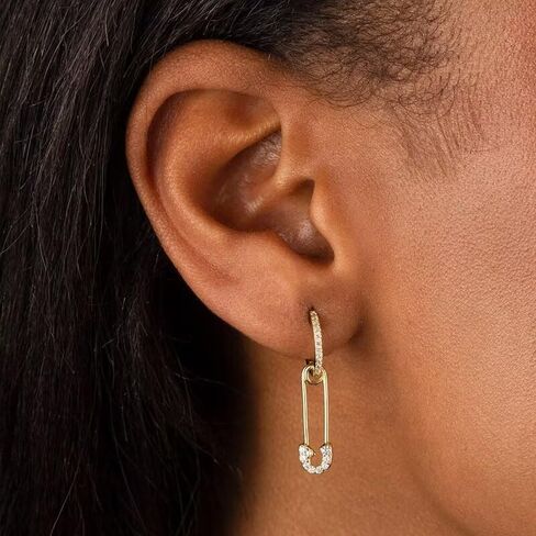 Safety Pin Earrings for Women Gold Paperclip Earrings Paper Clip Earrings Rhinestone Hoop Earrings Hoop Dangle Earrings Wedding Bridal Earrings Prom Party Jewelry Mothers Day Gifts in Saudi Arabia