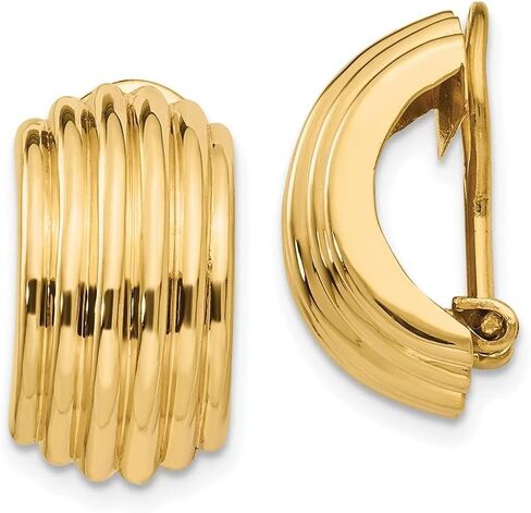 Diamond2Deal 14k Yellow Gold Omega Hoop Earrings Clip Non-pierced Gift for Women in Saudi Arabia