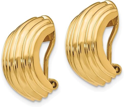 Diamond2Deal 14k Yellow Gold Omega Hoop Earrings Clip Non-pierced Gift for Women in Saudi Arabia