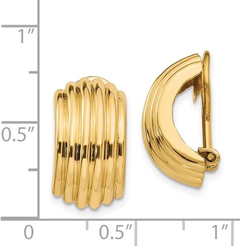 Diamond2Deal 14k Yellow Gold Omega Hoop Earrings Clip Non-pierced Gift for Women in Saudi Arabia