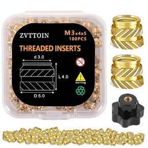 Heat-Set Threaded Inserts, M3×5×4mm Brass Heat Set Insert M3 Female Thread Metric Knurled Nuts,for Plastic and 3D Printing Components (M3*5 * 4(100pcs)) in Saudi Arabia