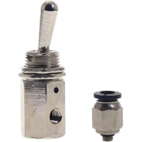Air Pneumatic Mechanical Valve TV-3S Exhaust Valve 2 Position 2 Way ON/Off M5 Thread Toggles Switch with Fiittings(with 6mm Fitting) in Saudi Arabia