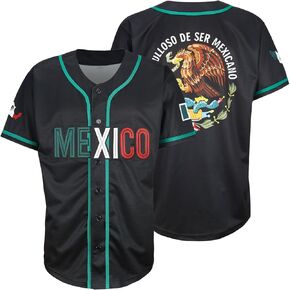 Men's Mexico Baseball Jersey with Mexican Flag Button Down Short Sleeve Jersey Stitched in Saudi Arabia