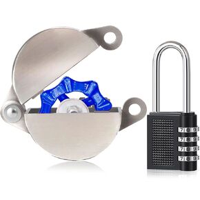 Water Spigot Lock & Gate Valve Lockout, Safety Faucet Device with Password Key for Outside Garden Valve/Water Spigot in Antirust Stainless Steel,Dia Valve Handles (Silvery) in Kuwait