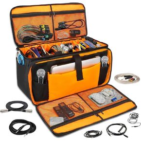 Cable Bag Organizer & DJ Bag with Detachable Padded Bottom and Adjustable Dividers, Travel Gig Bag for Professional Musicians for Cords, Microphones, DJ Equipment, Music Gear, Travel in Saudi Arabia