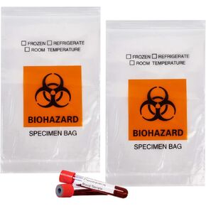 أكياس عينة Biohazard Biohazard Klmnop 150pcs ، 6 × 9.8 بوصة مع طباعة شعار Biohazard ، حقيبة عينة مختبر Ziplock مع حقيبة عمل أوراق خارج الجيب (Clear) in Kuwait