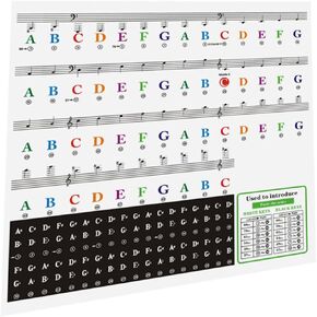 BESPORTBLE Piano Keyboard Stickers for 61/88 Keys Removable Decals Note Letters and Chord Chart for Beginners Easy to Apply Piano Accessories in Kuwait