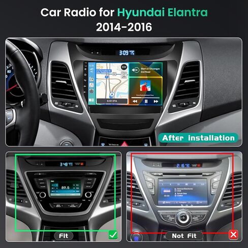 Hikity 9" Android Car Radio Touchscreen Car Stereo for Hyundai Elantra 2014 2015 2016 with Wireless Carplay Android Auto 2+64G Mirror Link GPS WiFi Bluetooth SWC Backup Cam FM Mic in Saudi Arabia