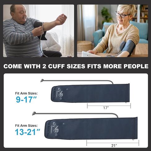 Blood Pressure Monitors for Home Use, 9-17'' & 13-21'' Extra Large Blood Pressure Cuff Upper Arm Blood Pressure Machine, 6 in Large LED Backlit Display, USB Cable & Batteries Included in Saudi Arabia
