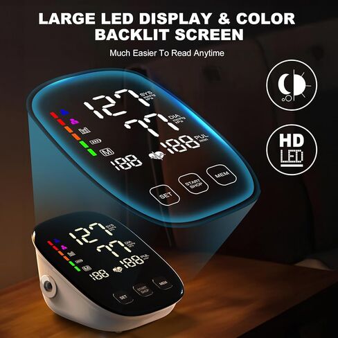 Blood Pressure Monitors for Home Use, 9-17'' & 13-21'' Extra Large Blood Pressure Cuff Upper Arm Blood Pressure Machine, 6 in Large LED Backlit Display, USB Cable & Batteries Included in Saudi Arabia