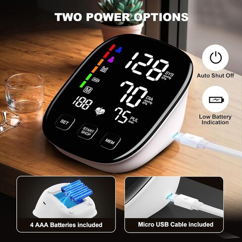 Blood Pressure Monitors for Home Use, 9-17'' & 13-21'' Extra Large Blood Pressure Cuff Upper Arm Blood Pressure Machine, 6 in Large LED Backlit Display, USB Cable & Batteries Included in Saudi Arabia