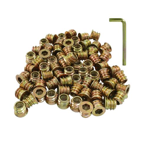 50 Pcs M8 x 25mm Threaded Inserts for Wood, Nut Threaded Wood Inserts for Furniture in Saudi Arabia