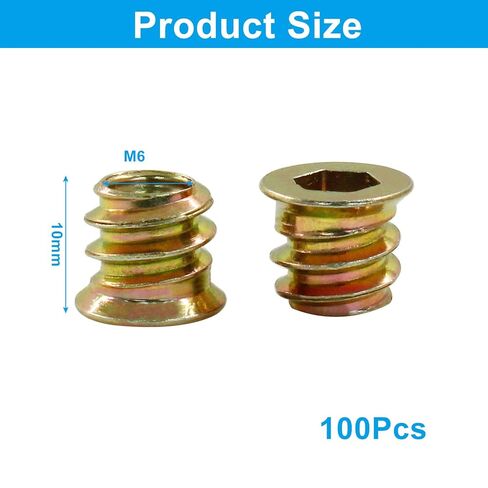 50 Pcs M8 x 25mm Threaded Inserts for Wood, Nut Threaded Wood Inserts for Furniture in Saudi Arabia
