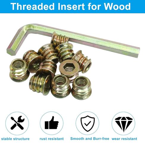 50 Pcs M8 x 25mm Threaded Inserts for Wood, Nut Threaded Wood Inserts for Furniture in Saudi Arabia