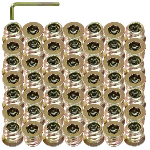50 Pcs M8 x 25mm Threaded Inserts for Wood, Nut Threaded Wood Inserts for Furniture in Saudi Arabia