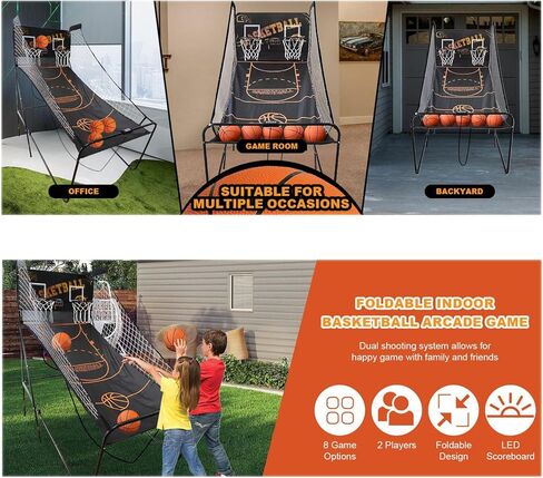 طي رف آلة إطلاق النار في كرة السلة المزدوجة مع نظام تسجيل إلكتروني ، مثالي للاستخدام المنزلي ، وهو مثالي لعشاق الرياضة وجلسات التدريب in Kuwait