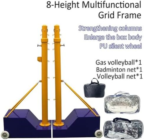 Portable Sports Net Stand with 8 Height Adjustments for Badminton,Tennis,and Volleyball,Heavy Duty Backyard Game Set W/Silent Tire (Style2) in Saudi Arabia