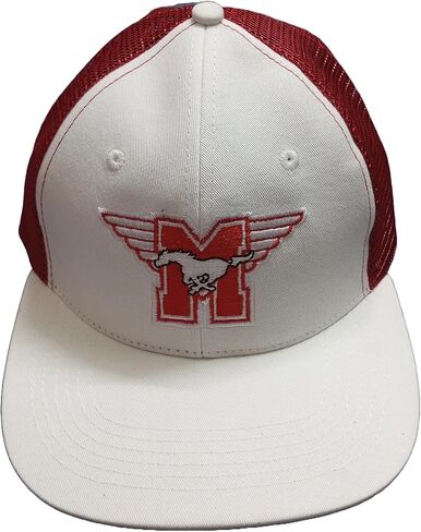 Hamilton Mustangs Hockey Snapback Cap ، شبكة بيضاء وحمراء ، شعار مطرز in Saudi Arabia