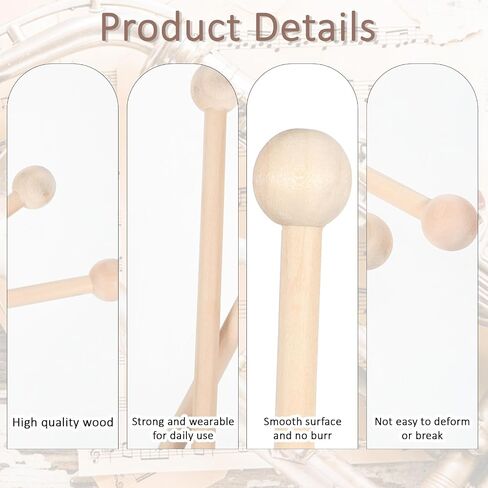 2Pcs Wood Xylophone Mallets, 7.5 Inch Percussion Sticks for Xylophone Glockenspiel Bell Chime Woodblock Drum in Saudi Arabia