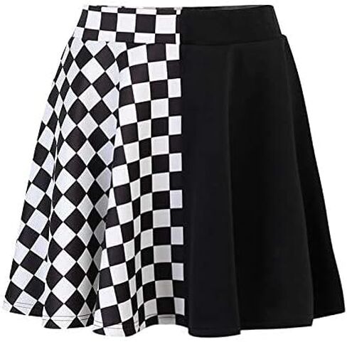 AUBKERE GOTHIC Black Plaid Jains مرنة الخصر MINI SKIRT GOTH HARAJUKU PATCHWARK in Kuwait