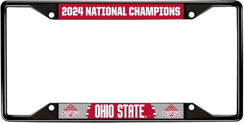 2024-25 College Football Champions Ohio State Black Metal License Plate Frame - 6.25"x12.25" in Saudi Arabia