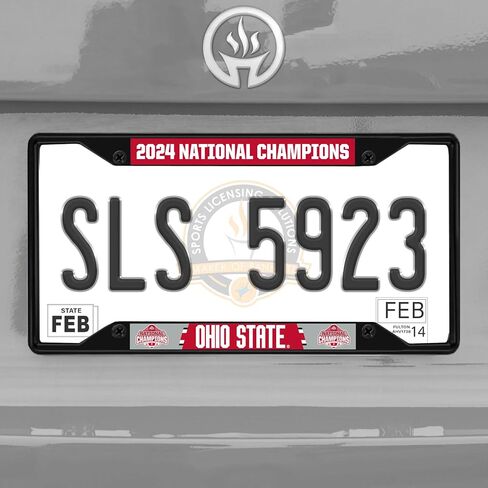 2024-25 College Football Champions Ohio State Black Metal License Plate Frame - 6.25"x12.25" in Saudi Arabia