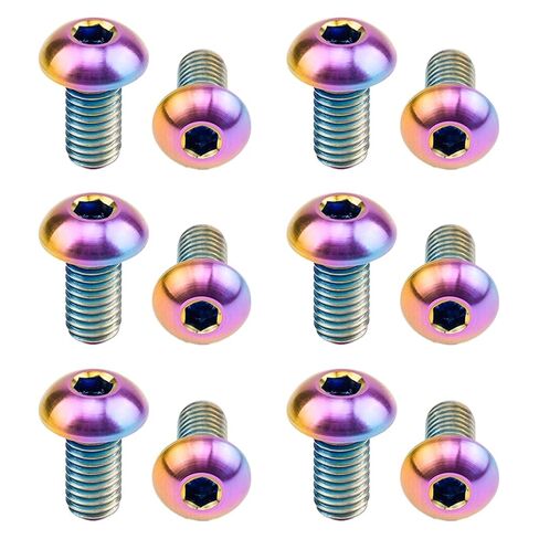12pcs GR5 التيتانيوم Ti Allen Hex M5x10 كوب برغي الرأس المسمار مناسب لدراجة دراجة المياه زجاجة القفص ومسامير دوار فرامل القرص (ملونة) in Kuwait