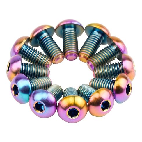 12pcs GR5 التيتانيوم Ti Allen Hex M5x10 كوب برغي الرأس المسمار مناسب لدراجة دراجة المياه زجاجة القفص ومسامير دوار فرامل القرص (ملونة) in Kuwait
