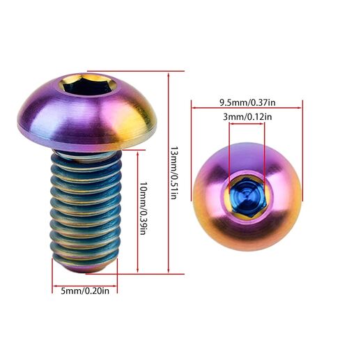 12pcs GR5 التيتانيوم Ti Allen Hex M5x10 كوب برغي الرأس المسمار مناسب لدراجة دراجة المياه زجاجة القفص ومسامير دوار فرامل القرص (ملونة) in Kuwait