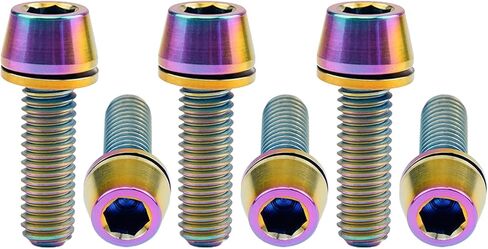 6pcs Gr5 Titanium ti allen Hex M5x16mm مدبب الترباس مع المسمار غسالة مناسب لأجزاء جذع الدراجات (ملونة) in Kuwait