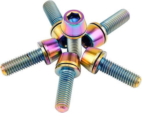 6pcs Gr5 Titanium ti allen Hex M5x16mm مدبب الترباس مع المسمار غسالة مناسب لأجزاء جذع الدراجات (ملونة) in Kuwait
