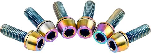6pcs Gr5 Titanium ti allen Hex M5x16mm مدبب الترباس مع المسمار غسالة مناسب لأجزاء جذع الدراجات (ملونة) in Kuwait