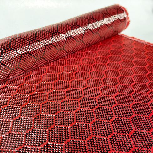 12 in Beehive Weave - Carbon Fiber Aramid Fabric - Red - 3K - 240g/meter - Advanced Carbon Fiber Cloth - 12' Wide Hemmed Fabric for Repair, DIY Projects (5 Ft) in Saudi Arabia