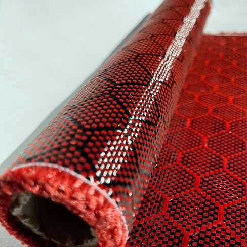 12 in Beehive Weave - Carbon Fiber Aramid Fabric - Red - 3K - 240g/meter - Advanced Carbon Fiber Cloth - 12' Wide Hemmed Fabric for Repair, DIY Projects (5 Ft) in Saudi Arabia