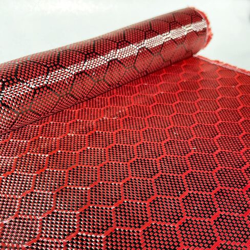 12 in Beehive Weave - Carbon Fiber Aramid Fabric - Red - 3K - 240g/meter - Advanced Carbon Fiber Cloth - 12' Wide Hemmed Fabric for Repair, DIY Projects (5 Ft) in Saudi Arabia