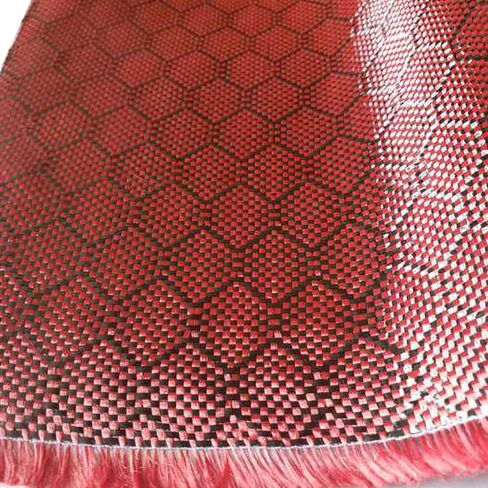12 in Beehive Weave - Carbon Fiber Aramid Fabric - Red - 3K - 240g/meter - Advanced Carbon Fiber Cloth - 12' Wide Hemmed Fabric for Repair, DIY Projects (5 Ft) in Saudi Arabia