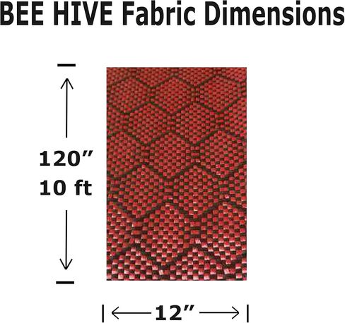 12 in Beehive Weave - Carbon Fiber Aramid Fabric - Red - 3K - 240g/meter - Advanced Carbon Fiber Cloth - 12' Wide Hemmed Fabric for Repair, DIY Projects (5 Ft) in Saudi Arabia