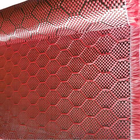 12 in Beehive Weave - Carbon Fiber Aramid Fabric - Red - 3K - 240g/meter - Advanced Carbon Fiber Cloth - 12' Wide Hemmed Fabric for Repair, DIY Projects (5 Ft) in Saudi Arabia